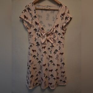 Molly Bracken Light Pink Print Tie-Front Dress